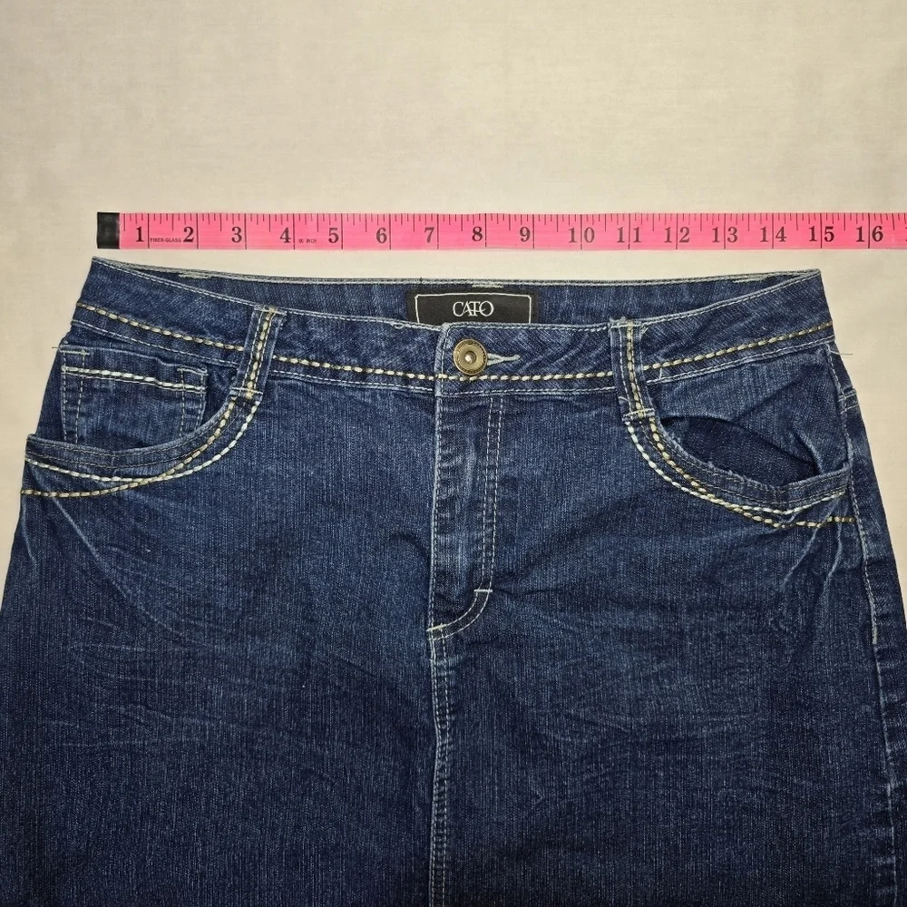 Cato Midwash Split Hem Midi  Denim Skirt Women's Size 10 - Picture 11 of 12
